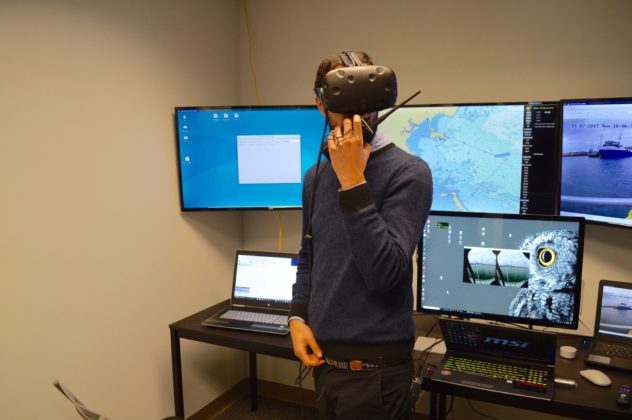 Mohamed Saad Ibn Seddik demonstrating Sea Machines' virtual reality capabilities.